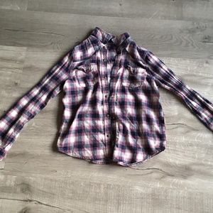 Red, white, and blue flannel shirt